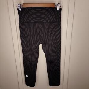Alo Leggings Women Size Small Black Stretch Geometric Print Athleisure